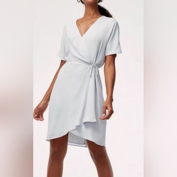 Babaton Dresses & Skirts - BABATON ARITZIA Wallace Dress Baby Blue Color Size XS Wrap Mini Dress